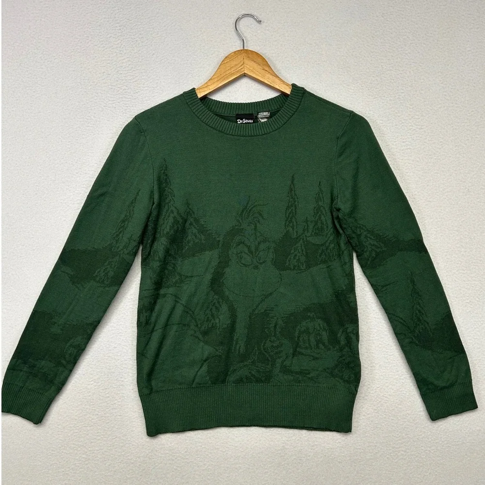 Christmas Holiday Dr. Seuss Unisex Small Green Grinch Graphic Pullover Sweater